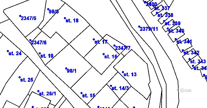 Parcela st. 16 v KÚ Drnovice, Katastrální mapa