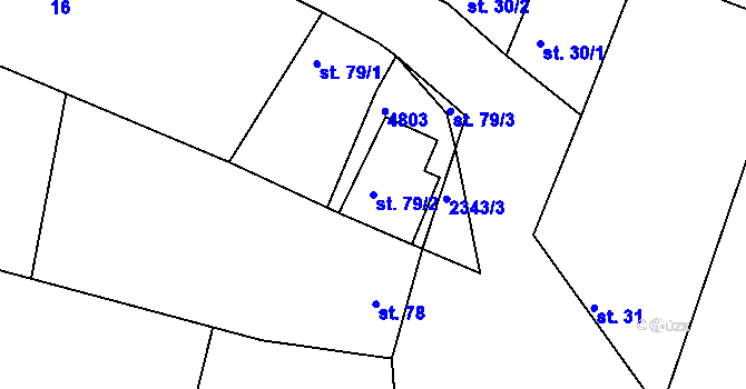 Parcela st. 79/2 v KÚ Drnovice, Katastrální mapa