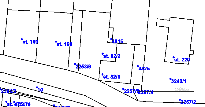 Parcela st. 82/2 v KÚ Drnovice, Katastrální mapa