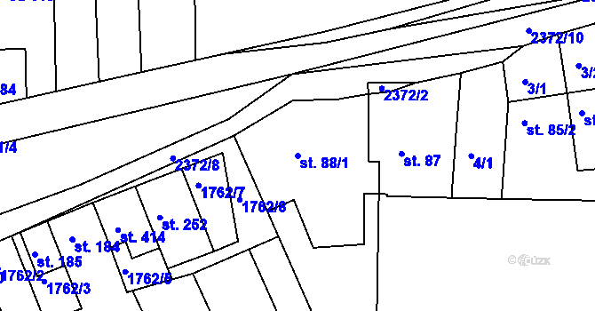 Parcela st. 88/1 v KÚ Drnovice, Katastrální mapa