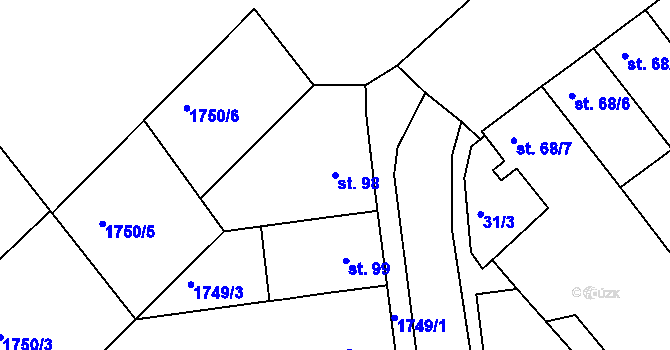 Parcela st. 98 v KÚ Drnovice, Katastrální mapa