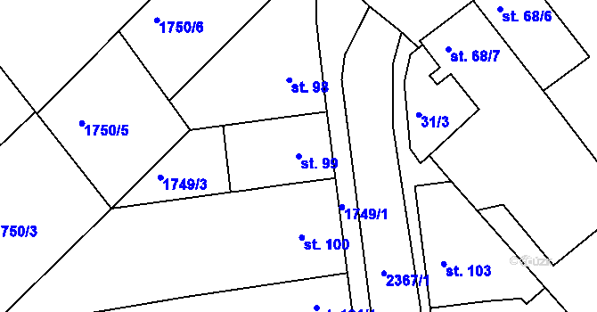 Parcela st. 99 v KÚ Drnovice, Katastrální mapa