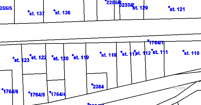 Parcela st. 118 v KÚ Drnovice, Katastrální mapa