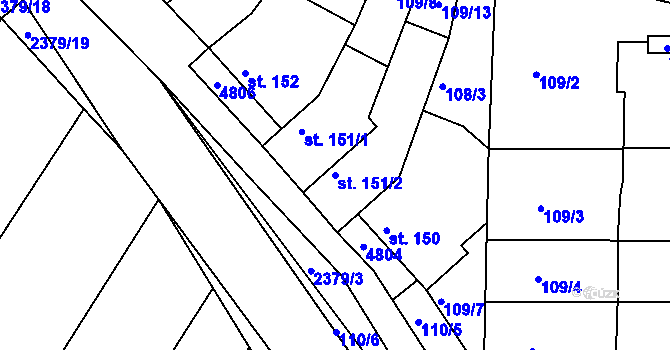 Parcela st. 151/2 v KÚ Drnovice, Katastrální mapa