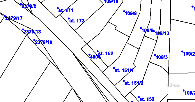 Parcela st. 152 v KÚ Drnovice, Katastrální mapa