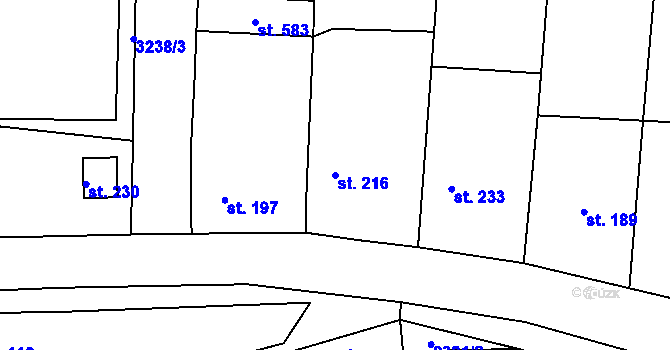 Parcela st. 216 v KÚ Drnovice, Katastrální mapa