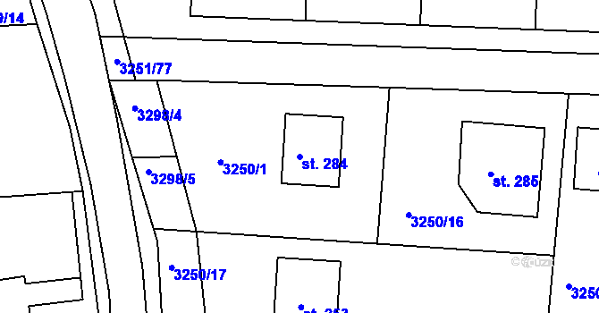 Parcela st. 284 v KÚ Drnovice, Katastrální mapa