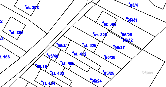 Parcela st. 325 v KÚ Drnovice, Katastrální mapa