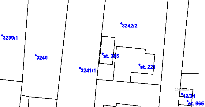 Parcela st. 385 v KÚ Drnovice, Katastrální mapa