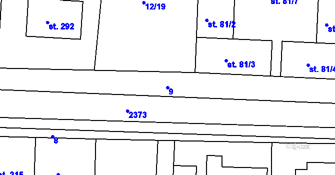 Parcela st. 9 v KÚ Drnovice, Katastrální mapa