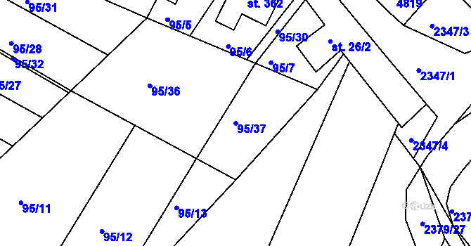 Parcela st. 95/37 v KÚ Drnovice, Katastrální mapa