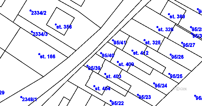 Parcela st. 95/40 v KÚ Drnovice, Katastrální mapa
