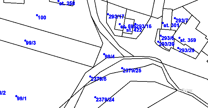 Parcela st. 99/4 v KÚ Drnovice, Katastrální mapa