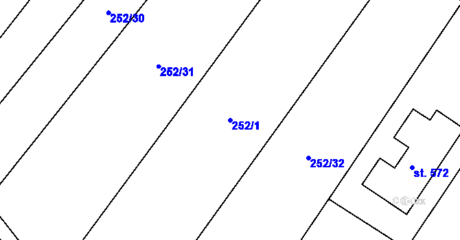 Parcela st. 252/1 v KÚ Drnovice, Katastrální mapa
