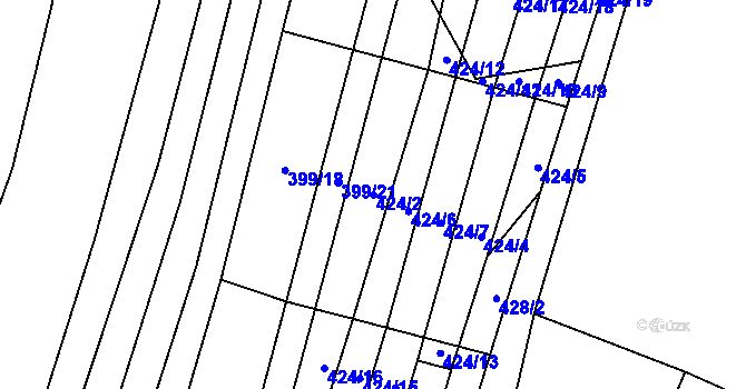 Parcela st. 424/2 v KÚ Drnovice, Katastrální mapa