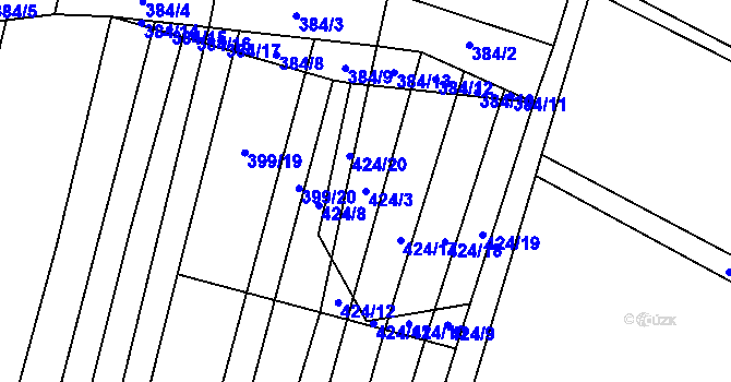 Parcela st. 424/3 v KÚ Drnovice, Katastrální mapa