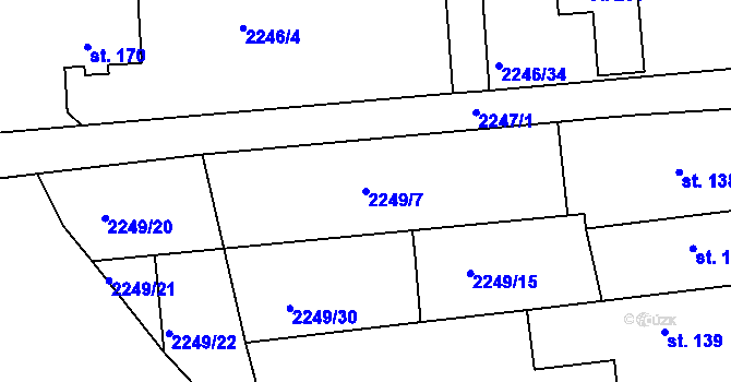 Parcela st. 2249/7 v KÚ Drnovice, Katastrální mapa