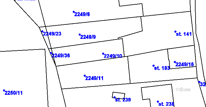 Parcela st. 2249/10 v KÚ Drnovice, Katastrální mapa