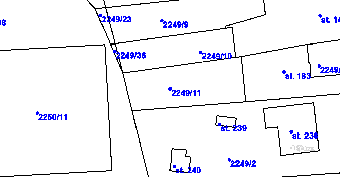 Parcela st. 2249/11 v KÚ Drnovice, Katastrální mapa