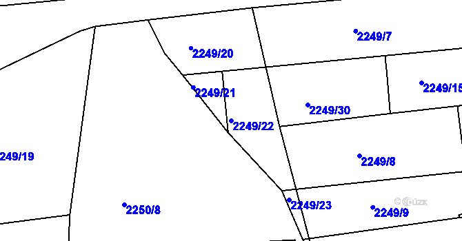 Parcela st. 2249/22 v KÚ Drnovice, Katastrální mapa