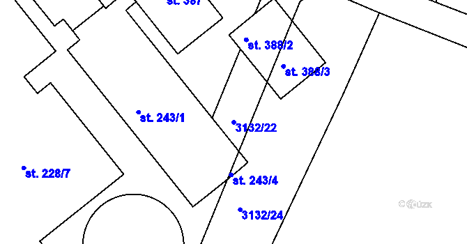 Parcela st. 3132/22 v KÚ Drnovice, Katastrální mapa