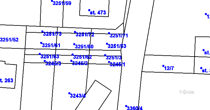 Parcela st. 3251/3 v KÚ Drnovice, Katastrální mapa
