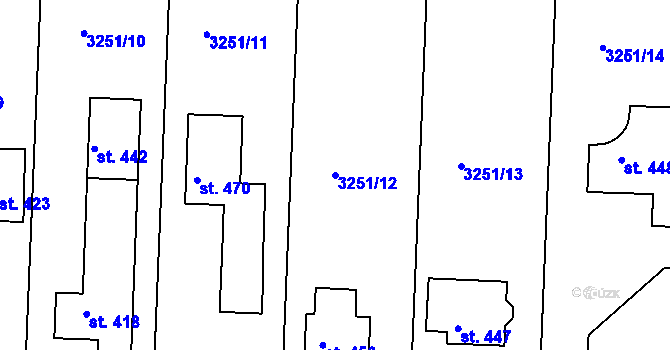 Parcela st. 3251/12 v KÚ Drnovice, Katastrální mapa
