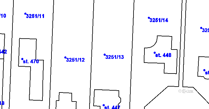 Parcela st. 3251/13 v KÚ Drnovice, Katastrální mapa