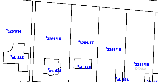 Parcela st. 3251/17 v KÚ Drnovice, Katastrální mapa