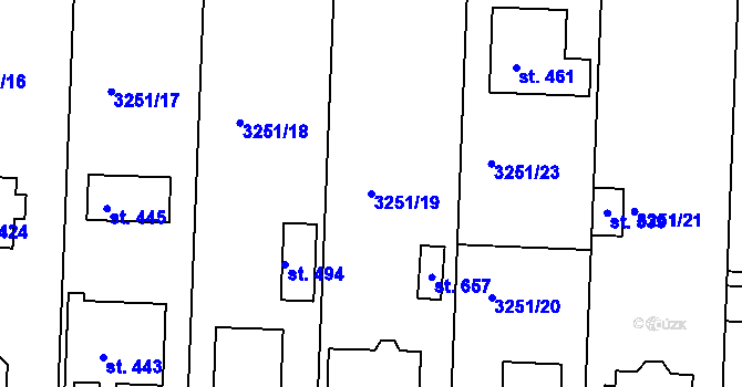 Parcela st. 3251/19 v KÚ Drnovice, Katastrální mapa