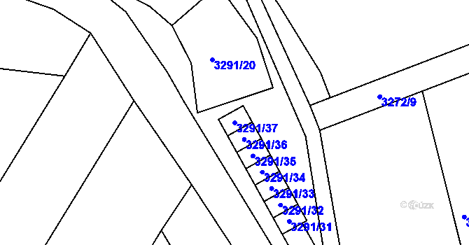 Parcela st. 3291/37 v KÚ Drnovice, Katastrální mapa
