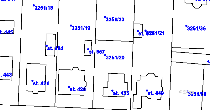 Parcela st. 3251/20 v KÚ Drnovice, Katastrální mapa