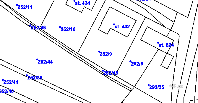 Parcela st. 252/9 v KÚ Drnovice, Katastrální mapa
