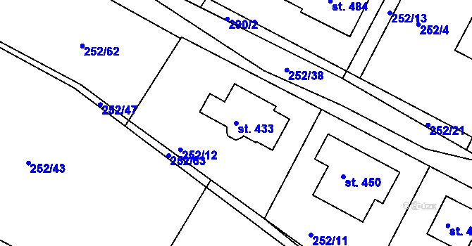 Parcela st. 433 v KÚ Drnovice, Katastrální mapa