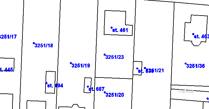 Parcela st. 3251/23 v KÚ Drnovice, Katastrální mapa