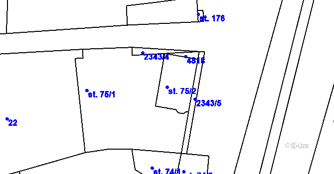 Parcela st. 75/2 v KÚ Drnovice, Katastrální mapa