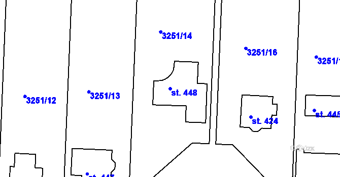 Parcela st. 448 v KÚ Drnovice, Katastrální mapa