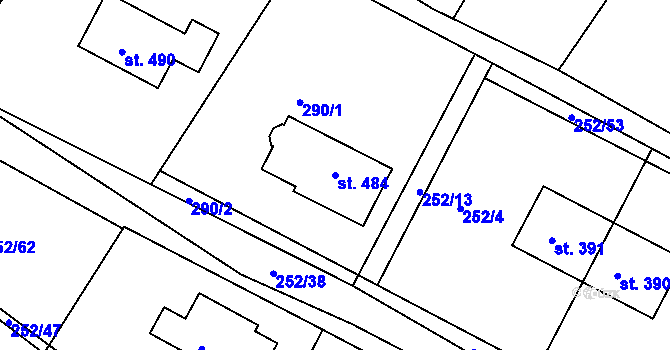 Parcela st. 484 v KÚ Drnovice, Katastrální mapa
