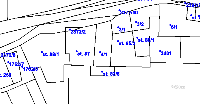 Parcela st. 4/1 v KÚ Drnovice, Katastrální mapa