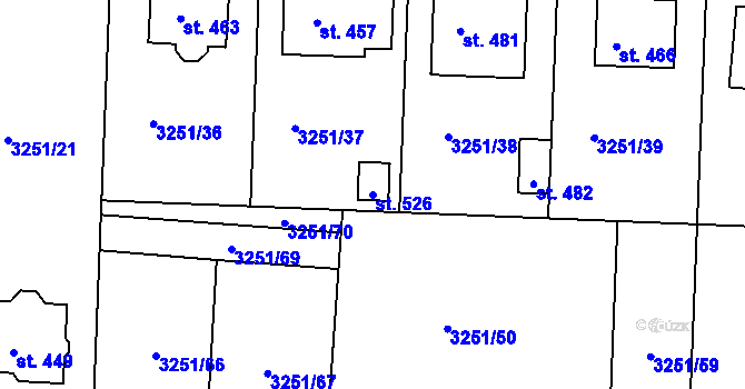 Parcela st. 526 v KÚ Drnovice, Katastrální mapa