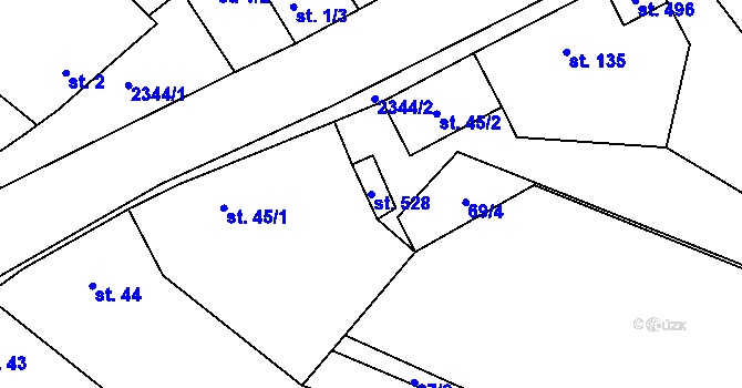 Parcela st. 528 v KÚ Drnovice, Katastrální mapa