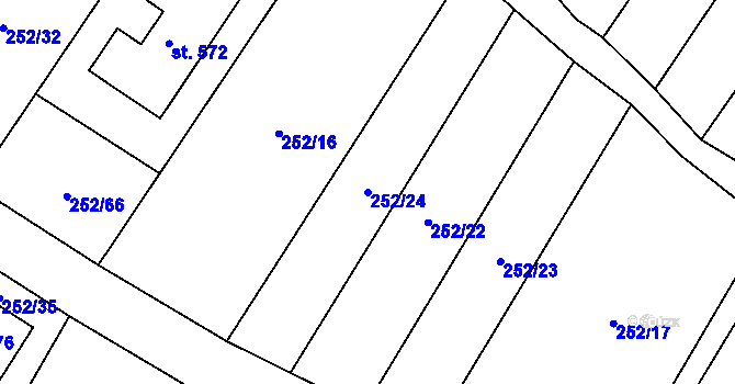Parcela st. 252/24 v KÚ Drnovice, Katastrální mapa