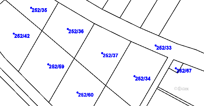 Parcela st. 252/37 v KÚ Drnovice, Katastrální mapa