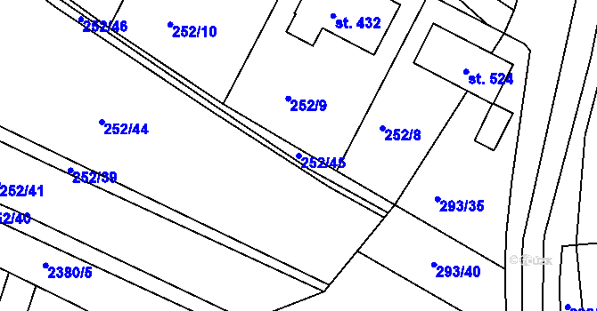 Parcela st. 252/45 v KÚ Drnovice, Katastrální mapa