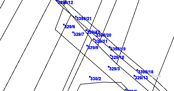 Parcela st. 329/9 v KÚ Drnovice, Katastrální mapa