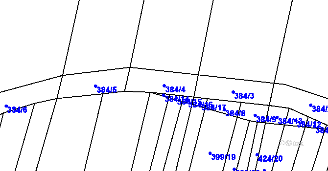 Parcela st. 384/4 v KÚ Drnovice, Katastrální mapa
