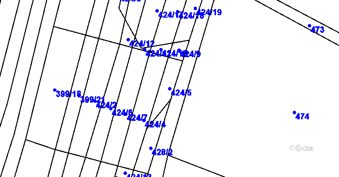 Parcela st. 424/5 v KÚ Drnovice, Katastrální mapa
