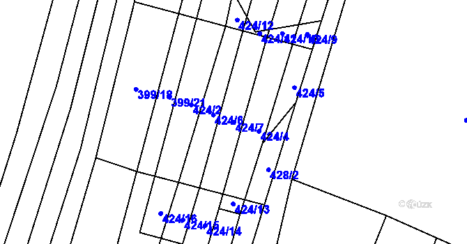 Parcela st. 424/7 v KÚ Drnovice, Katastrální mapa