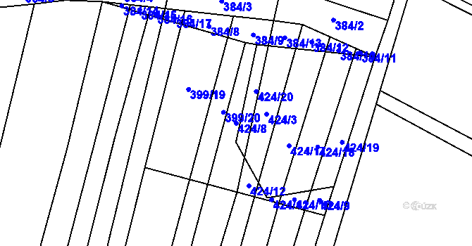 Parcela st. 424/8 v KÚ Drnovice, Katastrální mapa