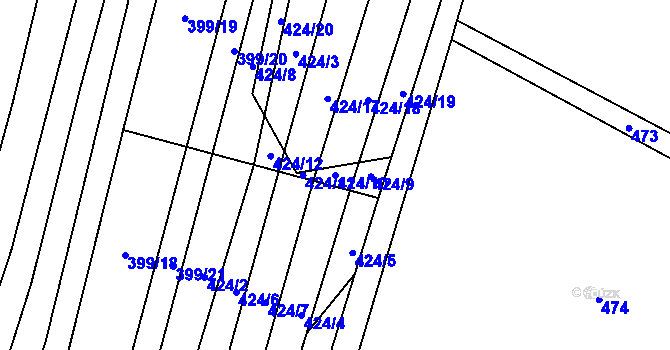 Parcela st. 424/10 v KÚ Drnovice, Katastrální mapa